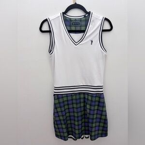 William Murray Golf Dress Plaid Skirt Sleeveless V-Neck Performance Dress